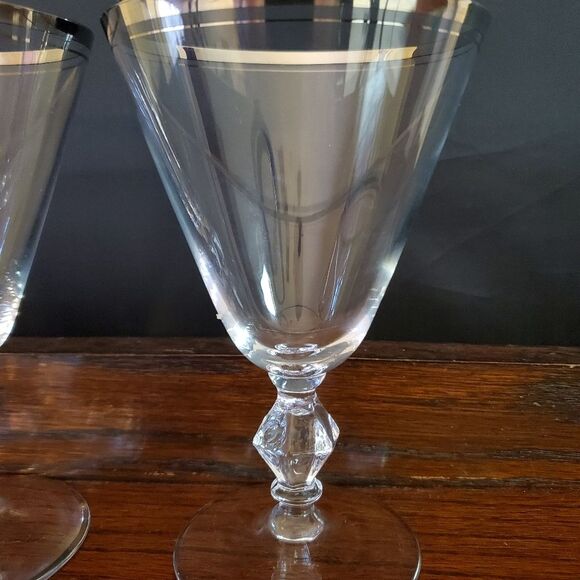 MCM 1960's era Brookmere Platinum Glastonbury Lotus Water Glasses 5.75" tall - Picture 2 of 8